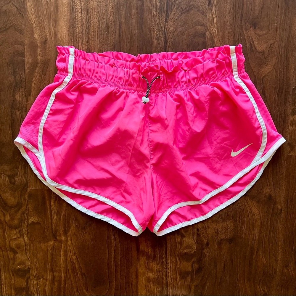 Nike DRI-FIT Lined Running Athletic Gym Shorts Workout Pink Elastic Waist Size L